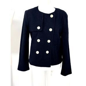 NWT J.Crew Black Double Breasted Wool Blazer Jacket Women's Size Small Classic